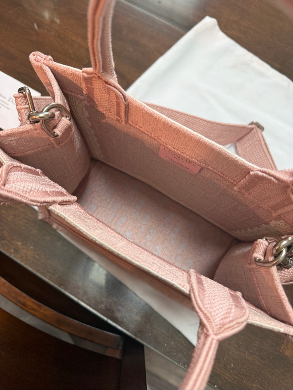 Pink Embroidered Book Tote - Dior - Picture 3 of 11